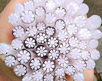coe 90 Flower: Baby Pink - 1 oz Murrini Murrine Millefiori Vitrigraph Cane- MINZABELLA MURRINI by Glassworks Northwest