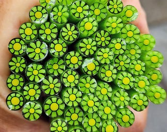 coe 96 Flower: One in a Melon - 1 oz Murrini Murrine Millefiori Vitrigraph Cane - MINZABELLA MURRINI by Glassworks Northwest