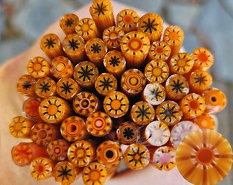coe 90 Extra-Fancy Murrini: Butterscotch Orange Cookies - 1 oz Murrini Murrine Vitrigraph Cane - MINZABELLA MURRINI by Glassworks Northwest