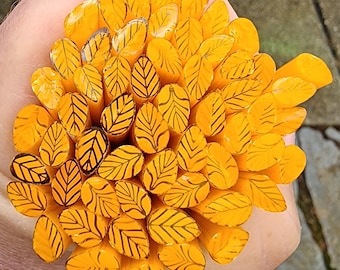 coe 96 Med Leaf: Marigold - 1 oz Murrini Murrine Millefiori Vitrigraph Cane- MINZABELLA MURRINI by Glassworks Northwest