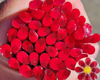 coe 96 Flower Petal: Fiery Red - 1 oz Murrini Murrine Millefiori Vitrigraph Cane - MINZABELLA MURRINI by Glassworks Northwest