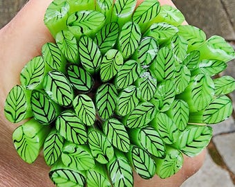 coe 96 Lg Leaf: Minty - 1 oz Murrini Murrine Millefiori Vitrigraph Cane- MINZABELLA MURRINI by Glassworks Northwest