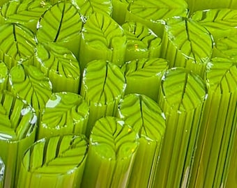 COE 90 Murrini Leaf: Pickles - 1 oz Cane/Sticks