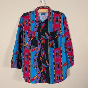 VTG ラングラー ブラッシュポッパー ウエスタン ボタンダウンシャツ メンズ XL アズテック サウスウエスタン