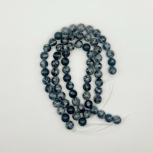 8mm Snowflake obsidian beads, Snowflake obsidian beads, Natural snowflake obsidian beads