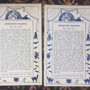 1925 Antieke December Horoscoop Leeskaart