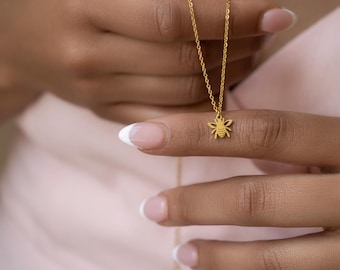 Tiny Bee Necklace Gold or silver • Dainty 14K Gold Plated Bee Pendant • Minimalist Necklace Gift for Her • Custom Chain Length • Bee Jewelry