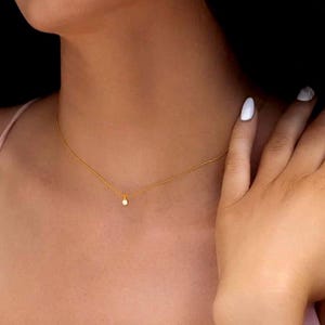 Dainty Diamond  Necklace, Minimalist 18k solitaire Necklace, Mini Diamond Necklace, Gold Solitaire Necklace, Pear diamond Necklace,