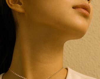 Collar de eslabones de corazón chapado en oro de 18 quilates • Cadena de acero inoxidable resistente al deslustre