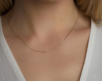 Minimalist  18K Cable Chain Necklace, Simple Chain Necklace, Customizable Chain Necklace, Elegant Gold/Silver Necklace for Everyday Wear,