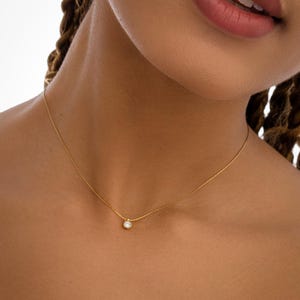 Tiny Gold Necklace | 14K Gold Plated Dainty Pendant | Minimalist diamond Necklace | Delicate Everyday Jewelry | Gift for Her