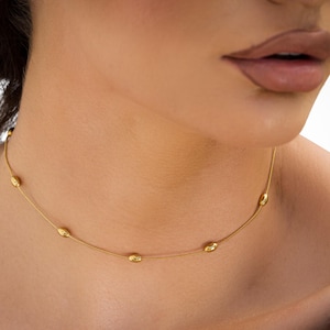Dainty Gold Chain Choker Necklace, Gold Delicate BEAD Chain Necklace, Simple Necklace, Everyday Necklace Gold Necklace For Women