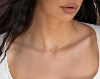 Ras de cou trèfle en or 18 carats, pendentif porte-bonheur en acier inoxydable