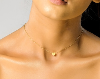 Mini Heart Initial Personalised Necklace, Letter Jewellery, Tiny Letter Necklace, heart shaped initial necklace for Women, Bridesmaid Gifts