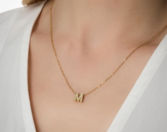 Tiny Initial Necklace – Personalized Letter Necklace – Dainty Gold Choker – Custom Jewelry Gift for Her – Minimalist Everyday Necklace