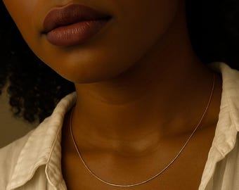 Minimalist 1MM Snake Gold Chain Necklace – Dainty Everyday Jewelry, Simple Thin Necklace for Women, Layering Necklace, Gift for Her