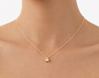 Collana con ciondolo a forma di piccola stella in oro, gioiello girocollo minimalista, catena in argento 925 - Italia