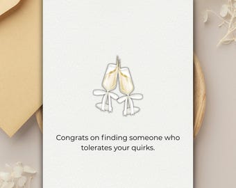 Printable Wedding Card Funny, Wedding Card Digital Download, Newlywed, Marriage