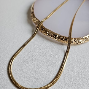 Herringbone Necklace - Everyday Wear - Waterproof & Tarnish Free - 18k Gold Plated