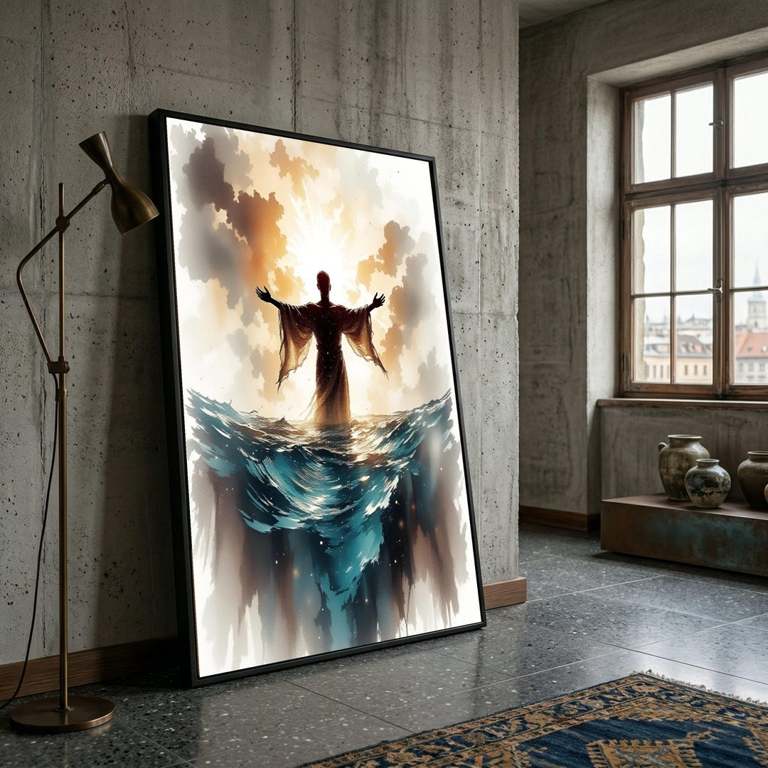 Jesus Walking on Water Canvas Wall Art, Spiritual Christian Canvas ...
