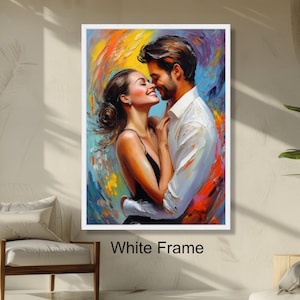 Romantische Umarmungspaar-moderne Liebesmalerei, intime Wandkunst, bunter abstrakter Hintergrund, leidenschaftliche Hauptdekoration, fertig zum Aufhängen