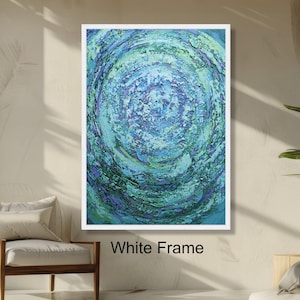 Abstract Blue Green Swirl Circular Art, Modern Wall Decor, Vibrant Spiral Painting, Home Accent Wall Art