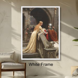 Medieval Romance Wall Art, Knight and Lady Painting, Historical Love Scene, Edmund Blair Fine Art Print, Castle Interior Decor