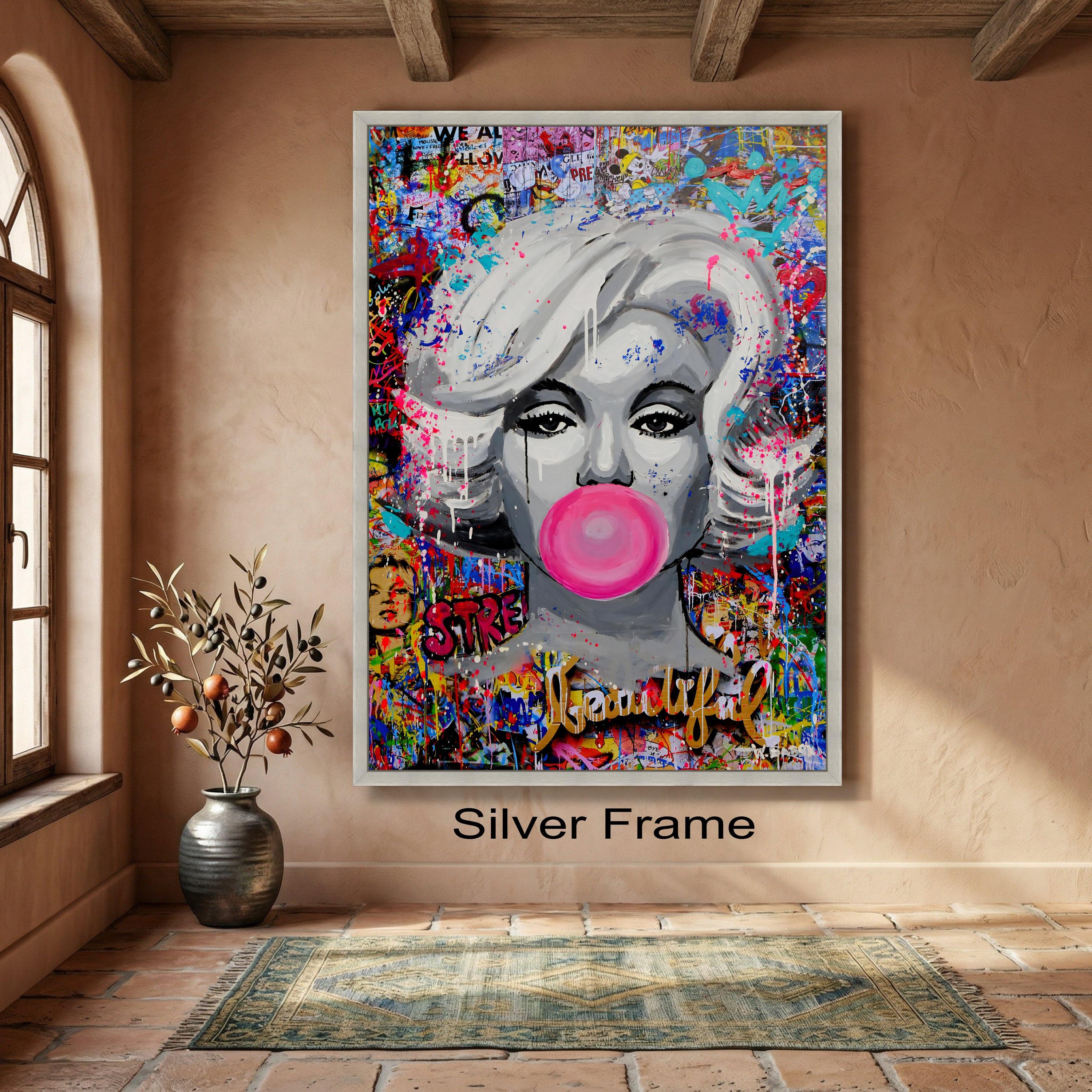Marilyn Monroe Bubblegum Pop Art Canvas, Graffiti Style Wall Art ...