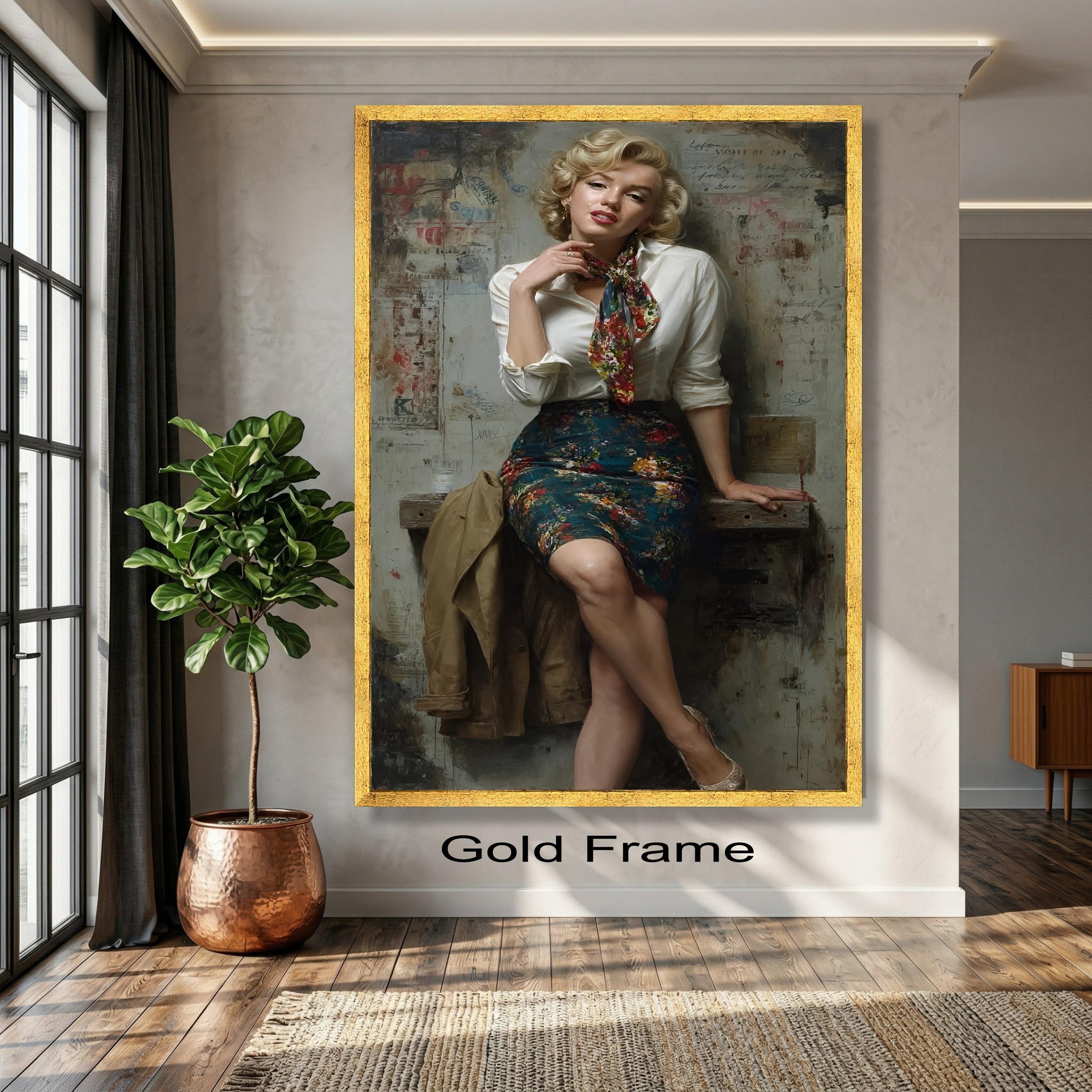 Elegant Marilyn Monroe Portrait Canvas, Vintage Glamour Wall Art ...