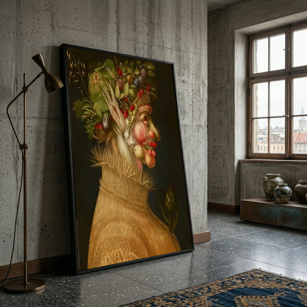 Giuseppe Arcimboldo Harvest Portrait Canvas, Fruit and Vegetable Head ...