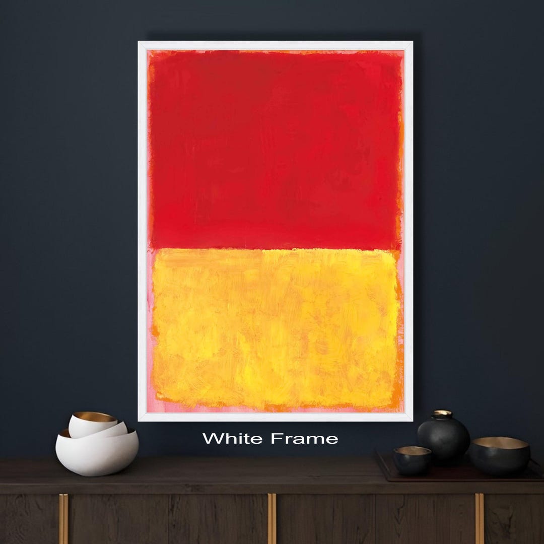 Bold Red and Yellow Abstract Canvas Wall Art, Modern Mark Rothko Style ...