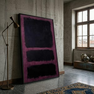 Moody Abstract Canvas Wall Art, Dark Purple and Black Rectangles, Modern Minimalist Canvas, Contemporary Home Decoration