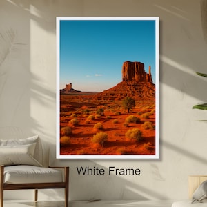 Monument Valley Desert Landscape Red Rock Buttes Wall Art, Southwestern Nature Scene, Rustic Home Decor, Sunset Sky Art