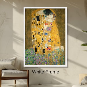 Gustav Klimt The Kiss Wall Art, Golden Romantic Embrace Painting, Art Nouveau Decor, Decorative Print, Luxury Home Decoration