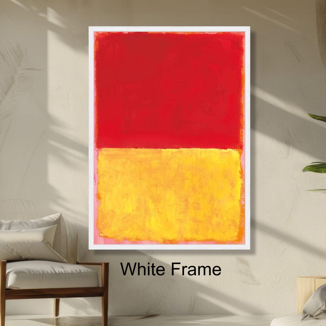 Bold Modern Red and Yellow Abstract Wall Art, Contemporary Color Block ...