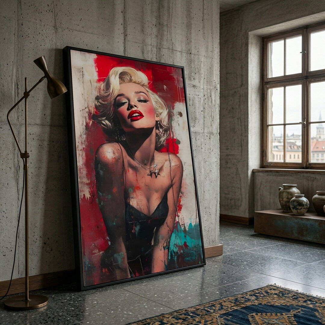 Glamorous Marilyn Monroe Portrait Canvas, Vintage Hollywood Wall Art ...