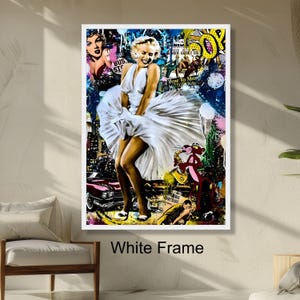 Marilyn Monroe Iconic White Dress Wall Art, Pop Art Collage, Retro Hollywood Glamour, Vintage Movie Star Wall Decor