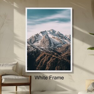 Majestic Snowy Mountain Peaks Alpine Landscape Wall Art, Nature Scenery Rustic Home Decoration, Ready to Hang
