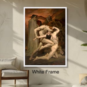 Dante and Virgil in Hell Wall Art, William-Adolphe Bouguereau Classic Painting, Mythological Scene Artwork, Dramatic Historical Decoration