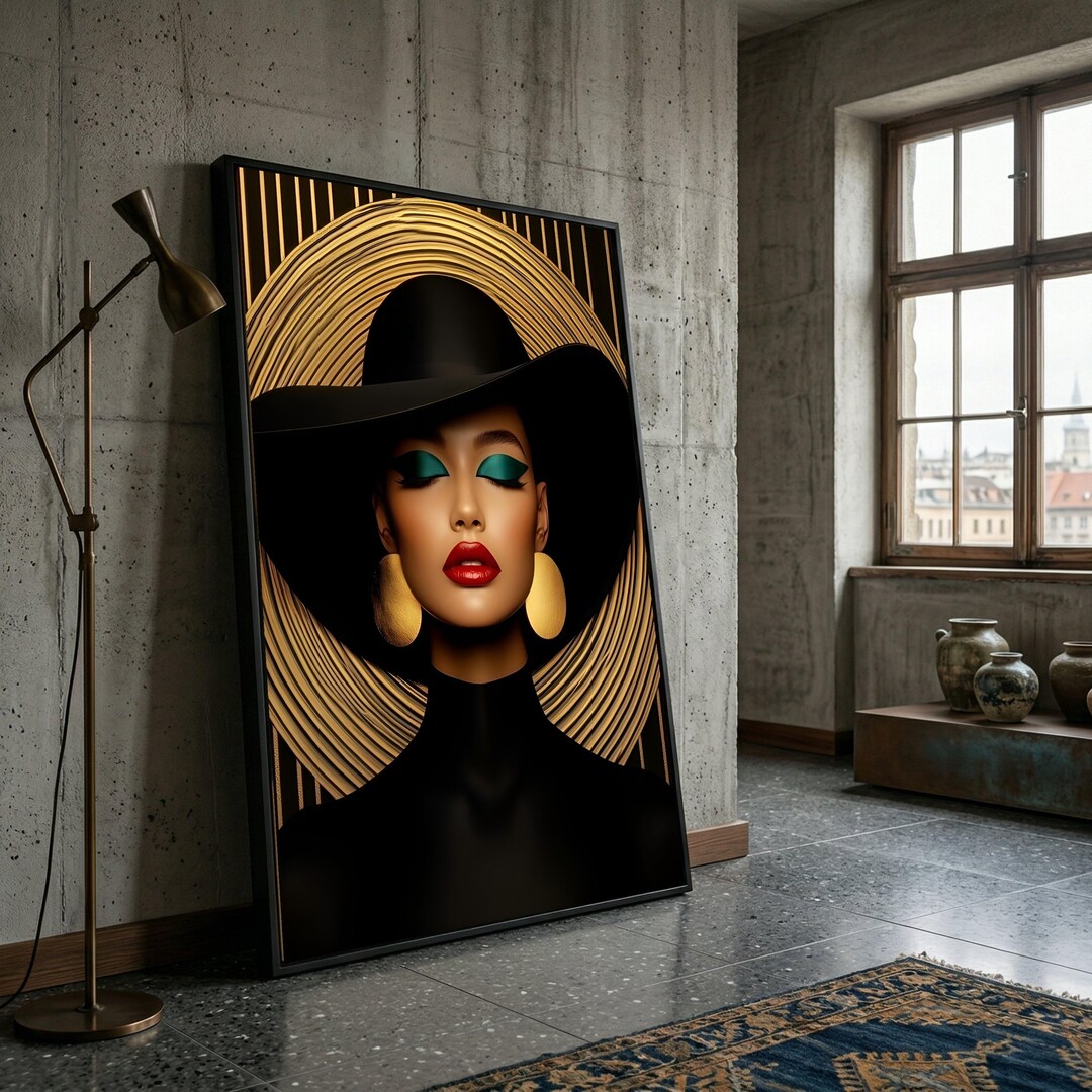 Elegant Woman Portrait Canvas Wall Art, Fashion Beauty Decor, Modern ...