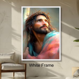 Retrato inspirador de Jesús con corona de espinas, arte mural, decoración religiosa cristiana espiritual para el hogar, impresión basada en la fe