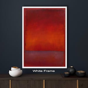 Lienzo abstracto de campo de color, degradado rojo y naranja intenso, lienzo minimalista moderno, decoración contemporánea para el hogar, tonos cálidos.