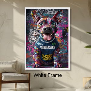 Colorful Graffiti Dog Portrait Urban Street Art Wall Decor, Vibrant Canine Modern Pop Art Dog Print, Home Wall Decoration