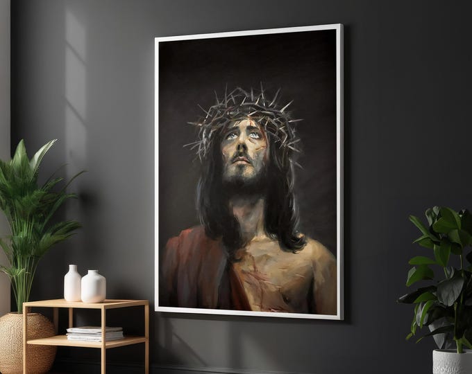 Jesus Christ Crown of Thorns Canvas Painting Christian Wall Art ...