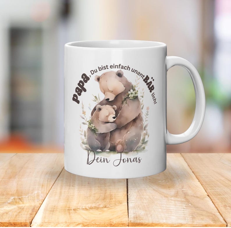 Papa Tasse mit Bärenmotiv und Personalisierung
