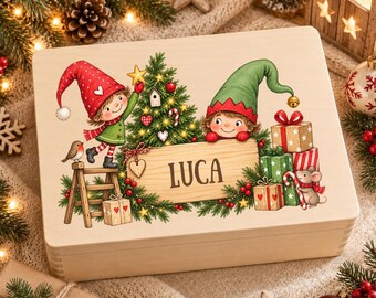 Calendrier de l'Avent pour les fêtes – liste d'holz personnalisée avec noms et motifs pour les enfants