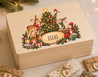 Adventskalender zum Befüllen – personalisierte Holzkiste mit Namen für Kinder