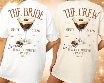 JGA Shirt Sommer – Personalisiertes Team Braut T-Shirt Espresso Martini Junggesellinnenabschied