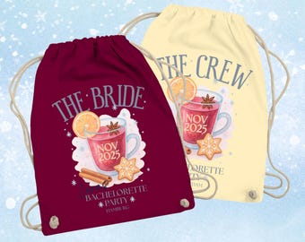Winter JGA Turnbeutel personalisiert – Team Braut Beutel Junggesellinnenabschied Weihnachtsmarkt