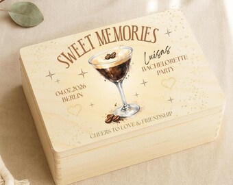 Braut Geschenk JGA – Personalisierte Holzkiste mit Deckel – Erinnerungskiste / Erinnerungsbox für Junggesellinnenabschied, JGA Geschenkidee